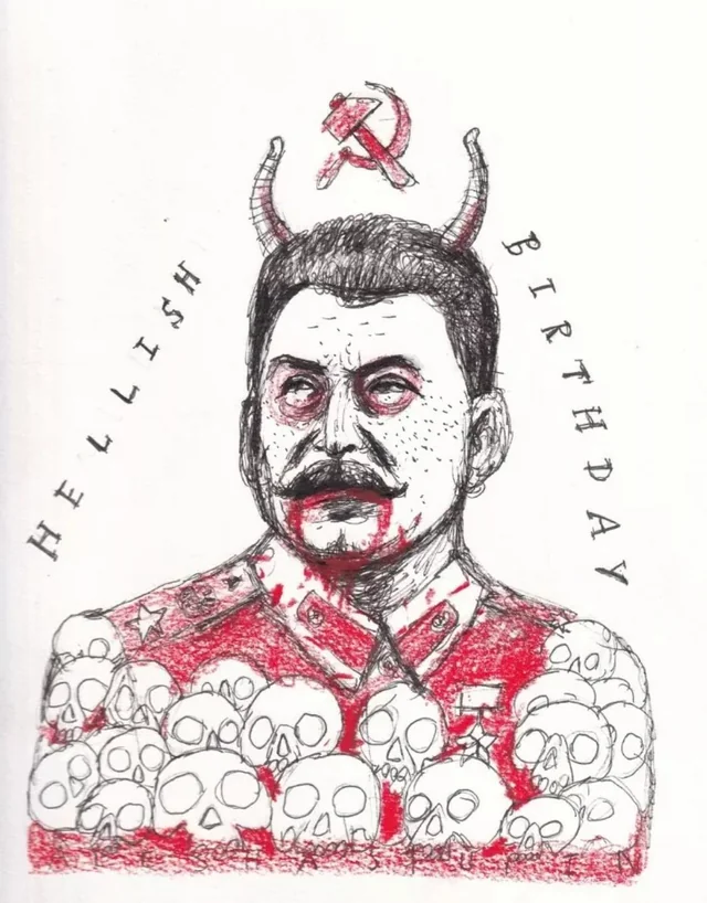 demonic stalin with skulls Blank Meme Template