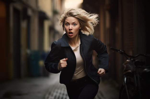 Woman running away Blank Meme Template