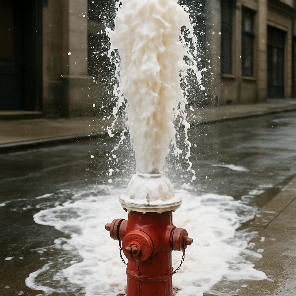 fire hydrant erupting white liquid Blank Meme Template