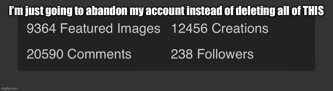I’m just going to abandon my account instead of deleting all of THIS | made w/ Imgflip meme maker