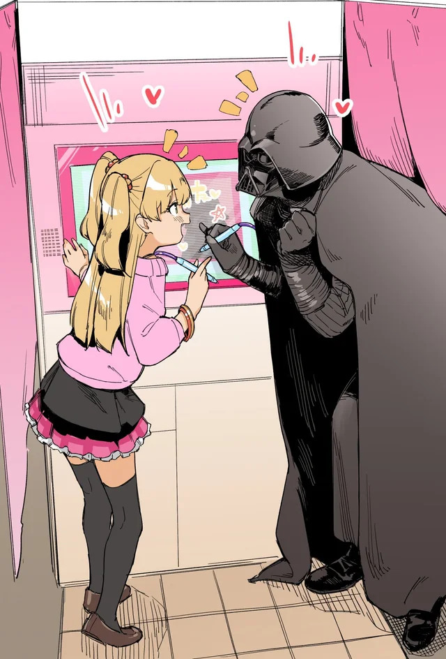 Darth Vader and anime girl Blank Meme Template