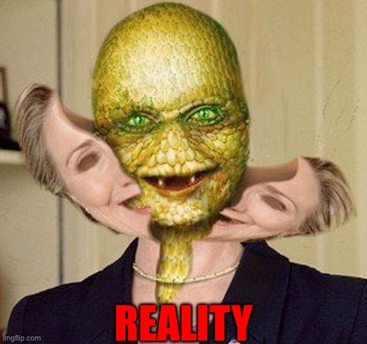 True Identity | REALITY | image tagged in face reveal,hilary clinton,reptilians,satanists,libtards,funny | made w/ Imgflip meme maker