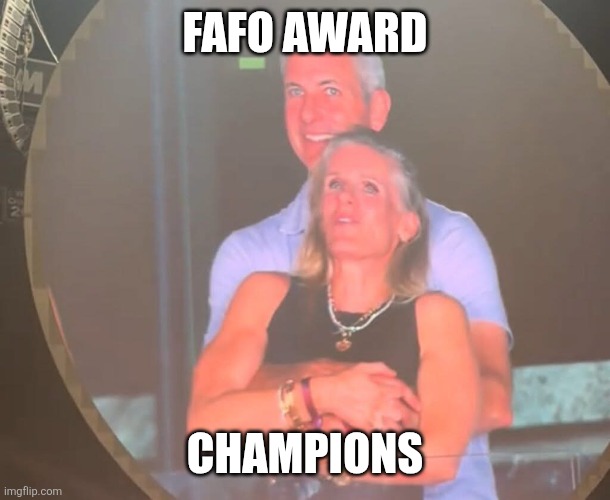 Fafo award | FAFO AWARD; CHAMPIONS | image tagged in cheating coldplay | made w/ Imgflip meme maker