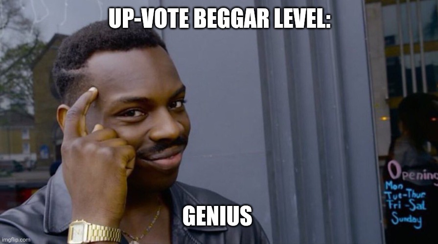 UP-VOTE BEGGAR LEVEL: GENIUS | image tagged in terrible genius advice | made w/ Imgflip meme maker
