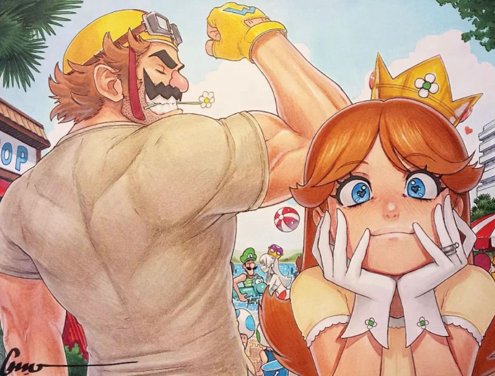 Wario and Daisy Blank Meme Template