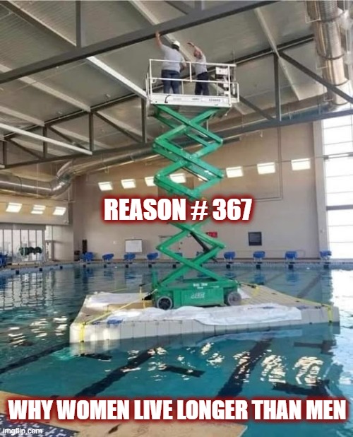 Why women live longer than men series | REASON # 367; WHY WOMEN LIVE LONGER THAN MEN | image tagged in darwin award,dumb people | made w/ Imgflip meme maker