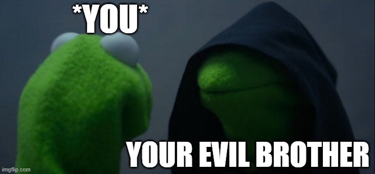 Evil Kermit Meme | *YOU*; YOUR EVIL BROTHER | image tagged in memes,evil kermit | made w/ Imgflip meme maker