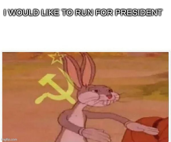 imagine.. an imgflip where no one is poor or rich... | I WOULD LIKE TO RUN FOR PRESIDENT | image tagged in communist bugs bunny | made w/ Imgflip meme maker