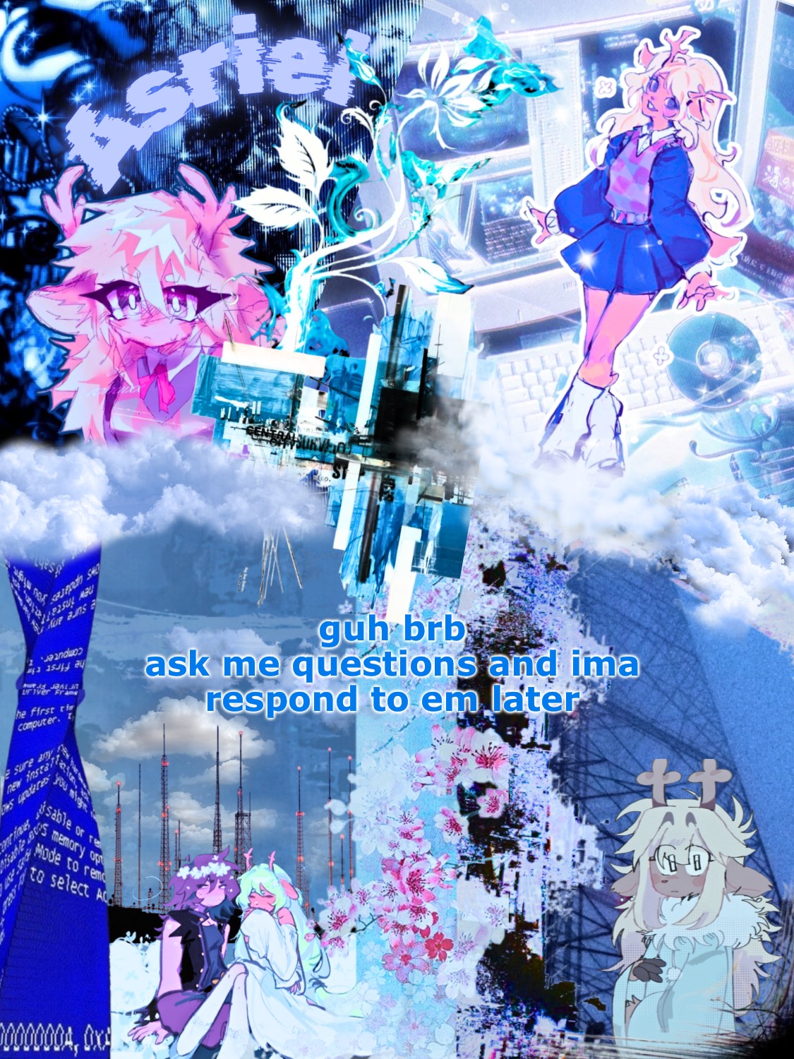 asriel's noelle template | guh brb
ask me questions and ima respond to em later | image tagged in asriel's noelle template | made w/ Imgflip meme maker