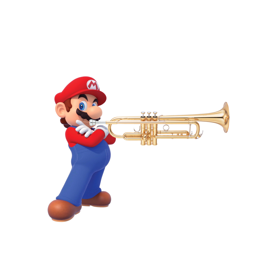 Mario with trumpet Blank Meme Template