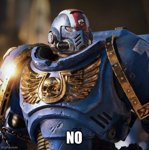 space marine morale | NO | image tagged in space marine morale | made w/ Imgflip meme maker