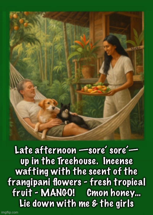 The birds are happy that Sophie’s lying in the hammock | image tagged in memes,gamelan music in the background,geckos are checking in,the birds oh the birds sing,loli n sophie r happy with daddy | made w/ Imgflip meme maker