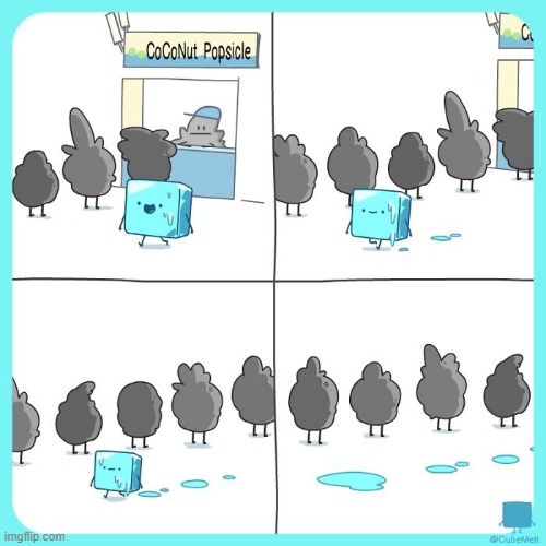 image tagged in ice cube,coconut,popsicles,line,melting,water | made w/ Imgflip meme maker