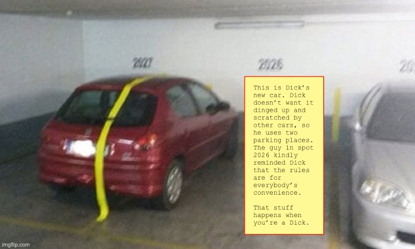 image tagged in dick,parking | made w/ Imgflip meme maker