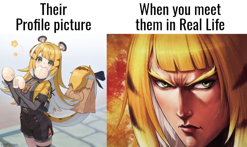 Never judge too much on the profile picture. | Their Profile picture; When you meet them in Real Life | image tagged in profile picture,memes,funny | made w/ Imgflip meme maker