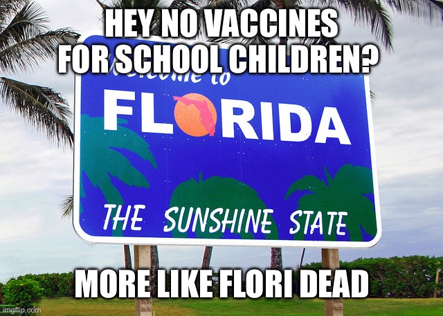 Bye bye little Tommy | HEY NO VACCINES FOR SCHOOL CHILDREN? MORE LIKE FLORI DEAD | image tagged in florida | made w/ Imgflip meme maker