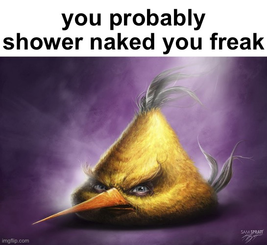 Hyperrealistic Chuck | you probably shower naked you freak | image tagged in hyperrealistic chuck | made w/ Imgflip meme maker