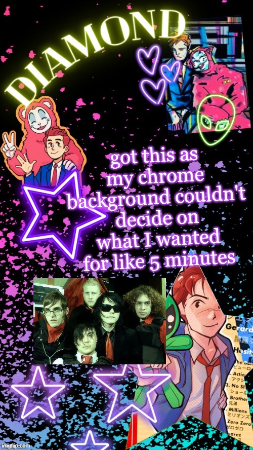 Diamond's Hesitant Alien temp ! ! (TYSM DISCO!!!) | got this as my chrome background couldn't decide on what I wanted for like 5 minutes | image tagged in diamond's hesitant alien temp tysm disco | made w/ Imgflip meme maker
