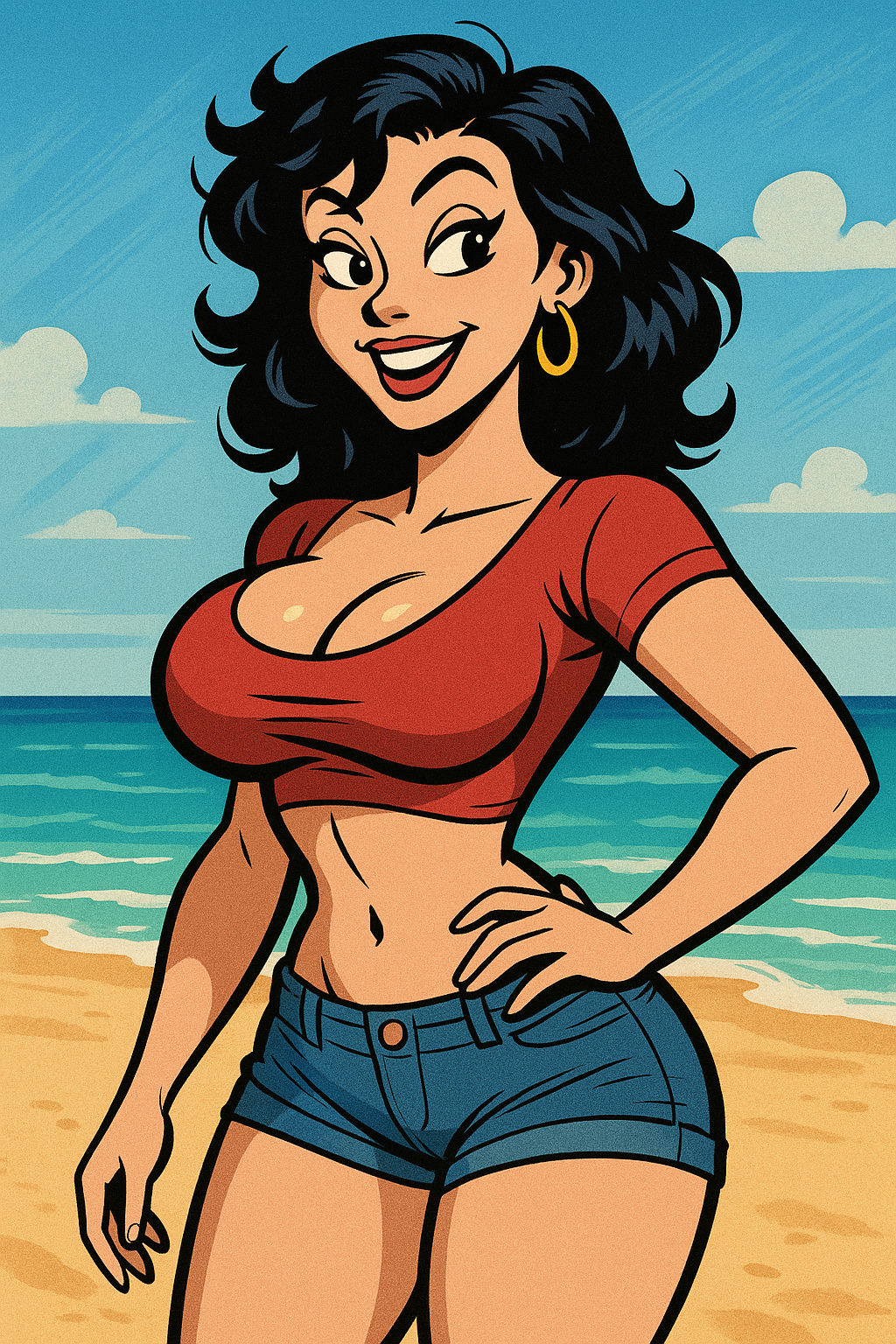 Busty Beach Gal Blank Meme Template