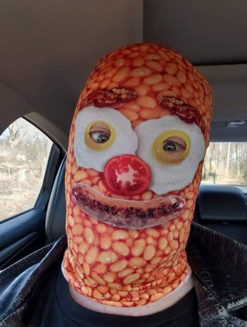 Cursed | image tagged in cursed image,creepy,mask,food,creepy smile,creepy guy | made w/ Imgflip meme maker