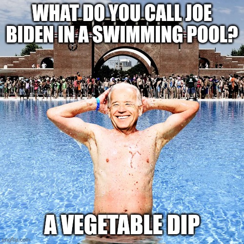 WHAT DO YOU CALL JOE BIDEN IN A SWIMMING POOL? A VEGETABLE DIP | made w/ Imgflip meme maker