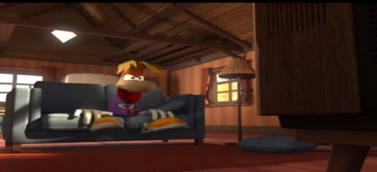 Rayman looking at the TV Blank Meme Template