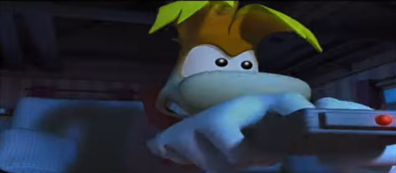 Rayman tryna turn off the TV Blank Meme Template
