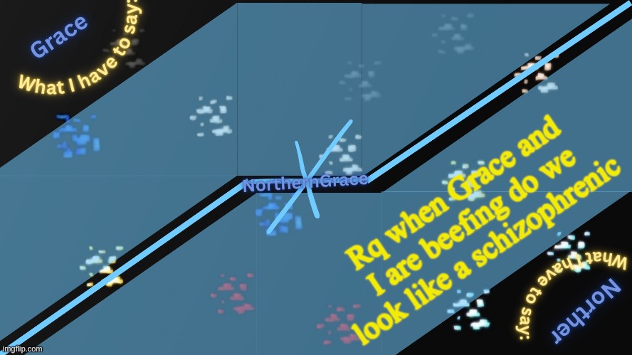 NorthernGrace Temp v2 | Rq when Grace and I are beefing do we look like a schizophrenic | image tagged in northerngrace temp v2 | made w/ Imgflip meme maker