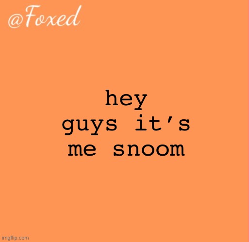 foxed orange temp | hey guys it’s me snoom | image tagged in foxed orange temp | made w/ Imgflip meme maker