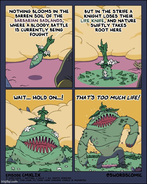 image tagged in sword,life,knife,plant,monster,uh oh | made w/ Imgflip meme maker