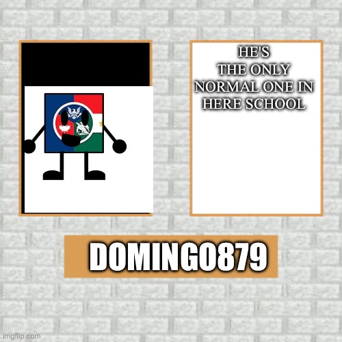 Lol | HE'S THE ONLY NORMAL ONE IN HERE SCHOOL; DOMINGO879 | image tagged in baldi s basics poster | made w/ Imgflip meme maker