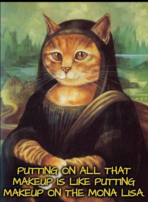 PUTTING ON ALL THAT MAKEUP IS LIKE PUTTING MAKEUP ON THE MONA LISA. | made w/ Imgflip meme maker