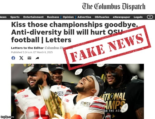 Columbus Dispatch meme | image tagged in memes,college football,football,politics,woke,ohio state | made w/ Imgflip meme maker