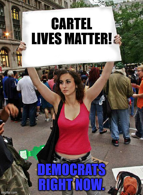 Cartel lives matter | CARTEL LIVES MATTER! DEMOCRATS RIGHT NOW. | image tagged in proteste | made w/ Imgflip meme maker