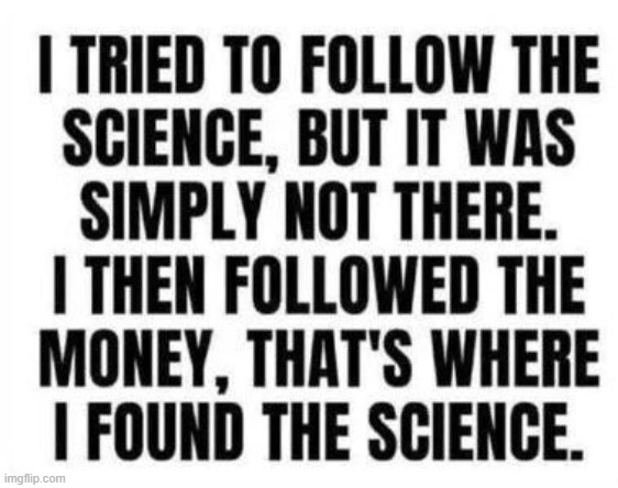 Logic and common sense...FOLLOW the MONEY | image tagged in so true memes,logic,common sense,science,weird science,wake up | made w/ Imgflip meme maker