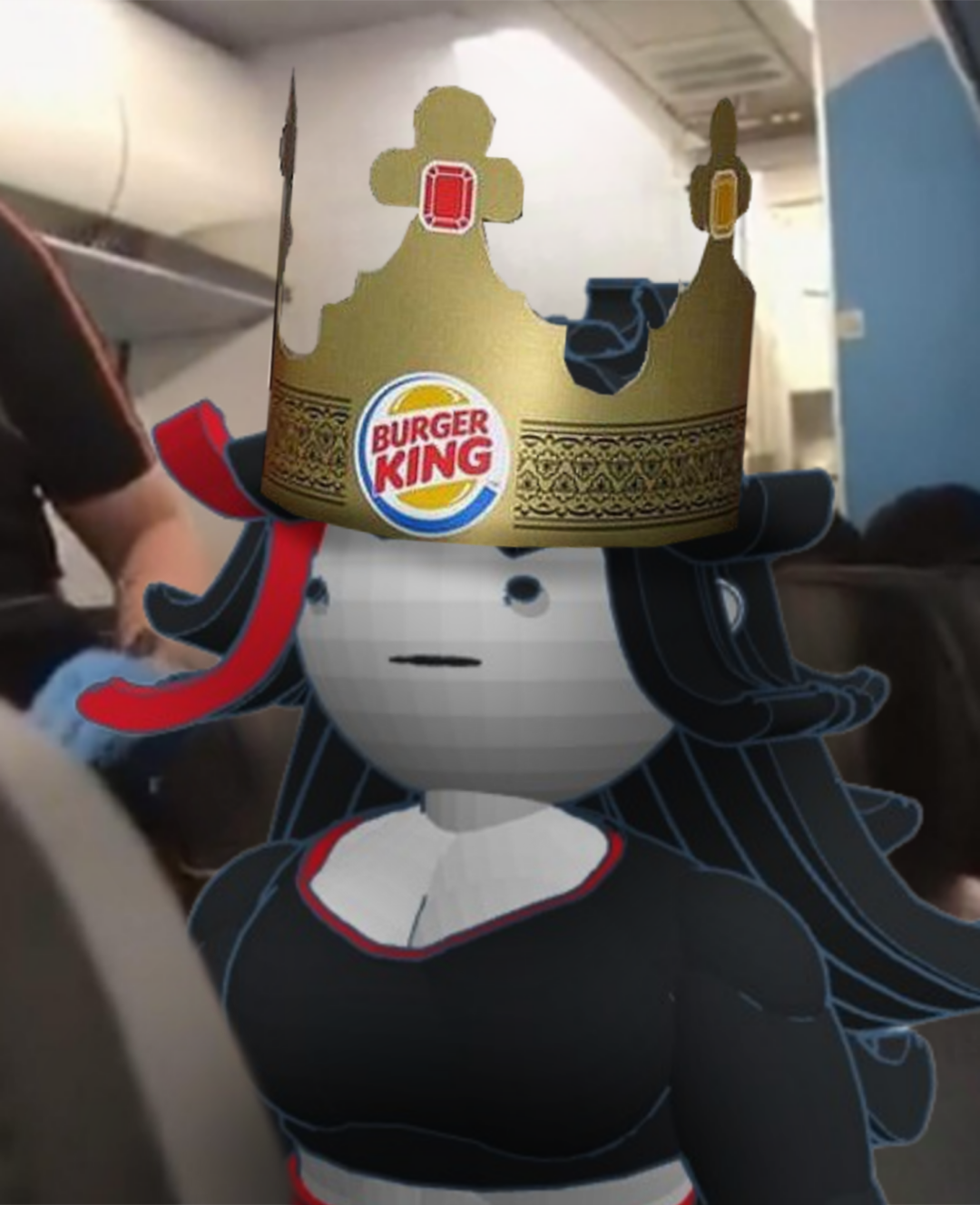 High Quality Claire Burger King Crown Airplane Blank Meme Template