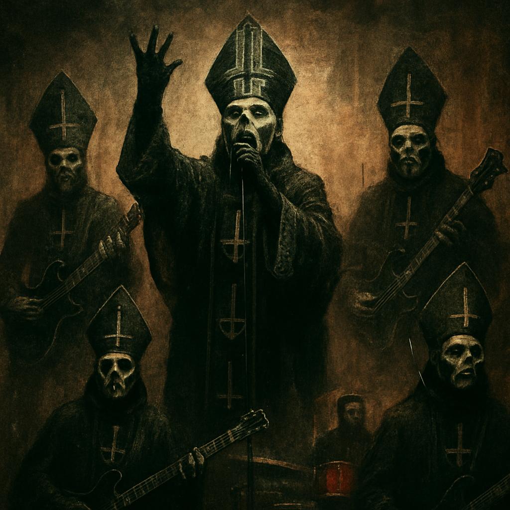 "Satanic rock band dressed like evil popes performing a Grammy-w Blank Meme Template