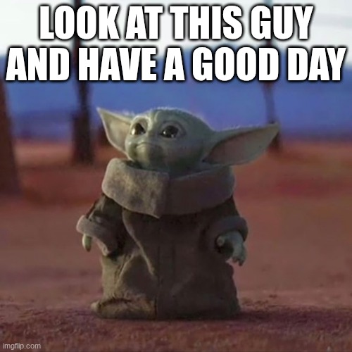 Baby Yoda | LOOK AT THIS GUY AND HAVE A GOOD DAY | image tagged in baby yoda | made w/ Imgflip meme maker