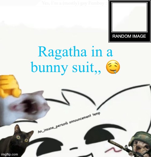 My lil announcement | Ragatha in a bunny suit,, 🤤 | image tagged in my lil announcement | made w/ Imgflip meme maker