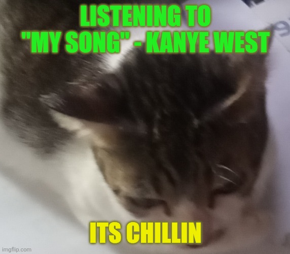 Im talking about the old one not the rap one | LISTENING TO "MY SONG" - KANYE WEST; ITS CHILLIN | image tagged in ming mong | made w/ Imgflip meme maker