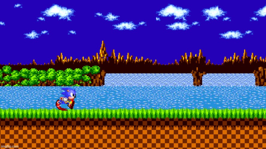 Sonic in Green Hill Zone | image tagged in sonic in green hill zone | made w/ Imgflip meme maker