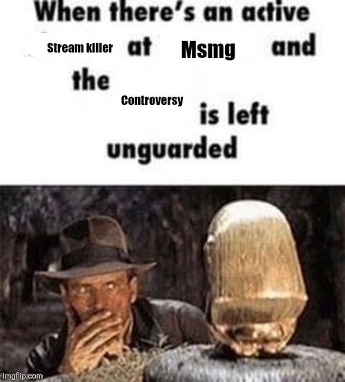 When there's an active shooter at ___ | Stream killer; Msmg; Controversy | image tagged in when there's an active shooter at ___ | made w/ Imgflip meme maker
