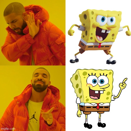 Which Spongebob era would you choose | image tagged in memes,drake hotline bling,spongebob | made w/ Imgflip meme maker