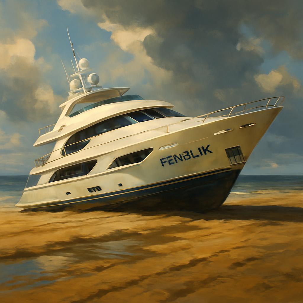 a $4million dollar yacht with the name FENBLIK written on the si Blank Meme Template