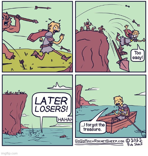 GoGoMachRocketSheep | image tagged in comics,gogomachrocketsheep,chased,escape,forgot,treasure | made w/ Imgflip meme maker