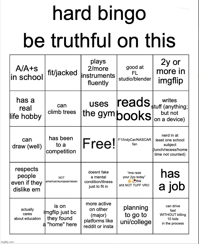 hard bingo for msmg | image tagged in hard bingo for msmg | made w/ Imgflip meme maker