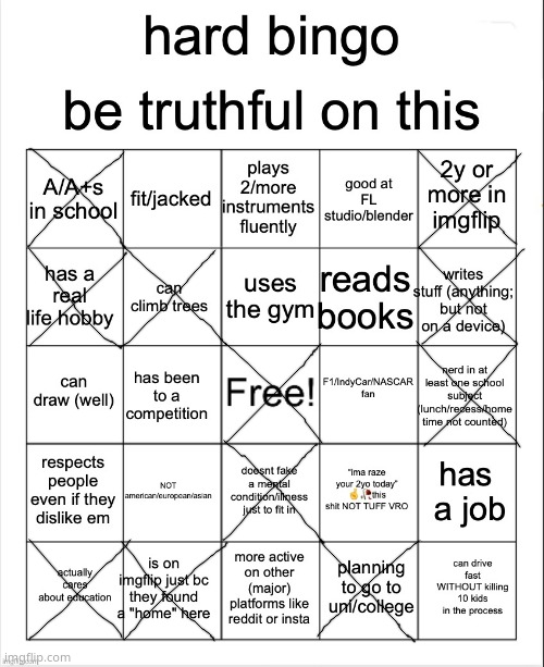 hard bingo for msmg | image tagged in hard bingo for msmg | made w/ Imgflip meme maker