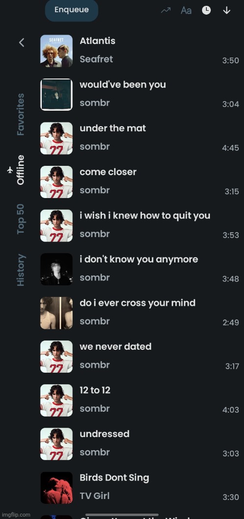 My last Listened songs are uhhhh I'm sombring it so hard rn | made w/ Imgflip meme maker