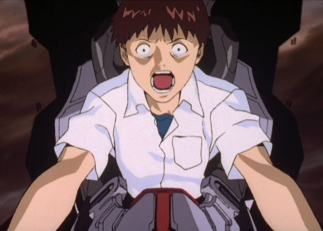 Shinji Ikari screaming in Eva Unit 01 Blank Meme Template