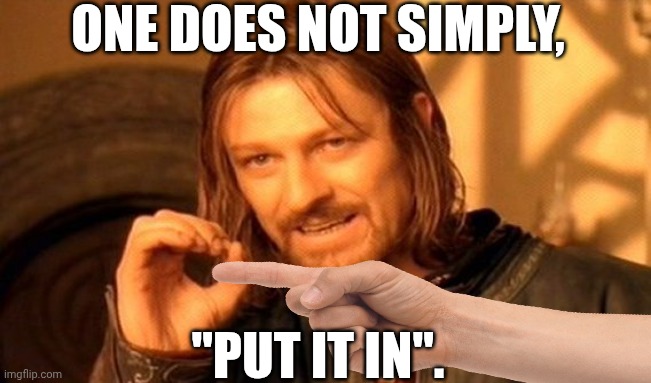 Just a dirty meme. | ONE DOES NOT SIMPLY, "PUT IT IN". | image tagged in memes,one does not simply | made w/ Imgflip meme maker